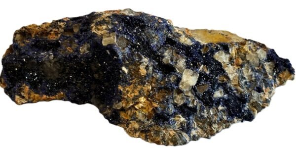 Natural azurite malachite freeform specimen 2 sians emporium Raw azurite and malachite freeform mineral specimen with deep blue crystalline crust on natural matrix